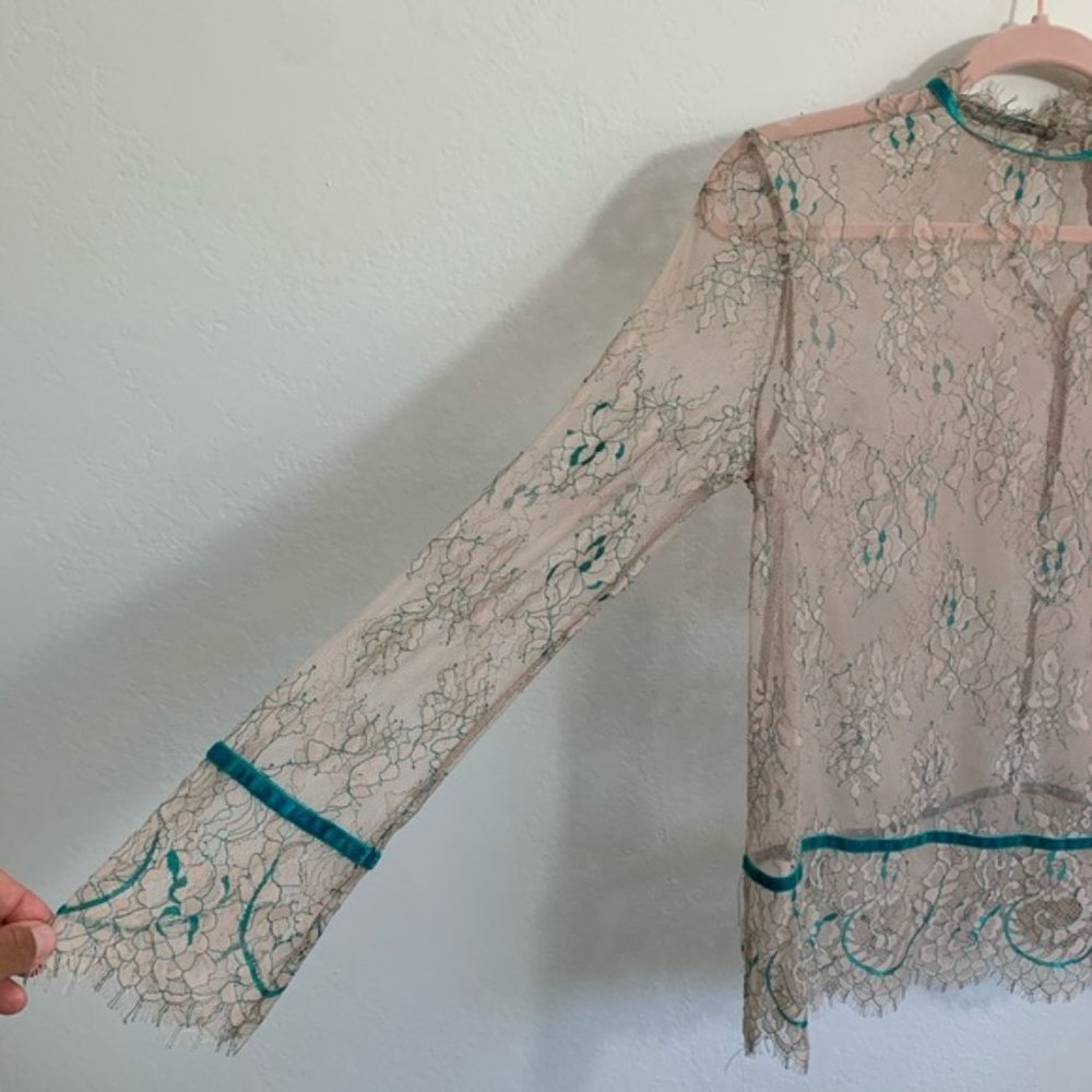 French Lace Translucent Mesh Blouse